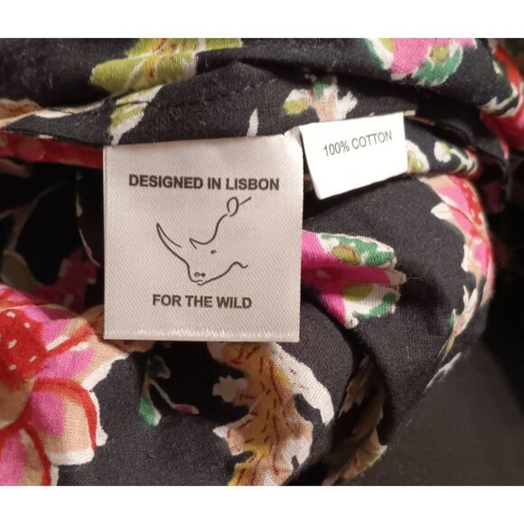 Kleed Kimono Robe, Pink Flowers, Red Trim, Embroidered Butterfly, Medium/Large - Picture 10 of 11